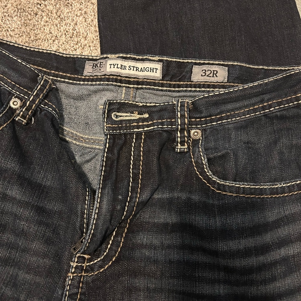 BKE Men's Dark Blue Straight Jeans
